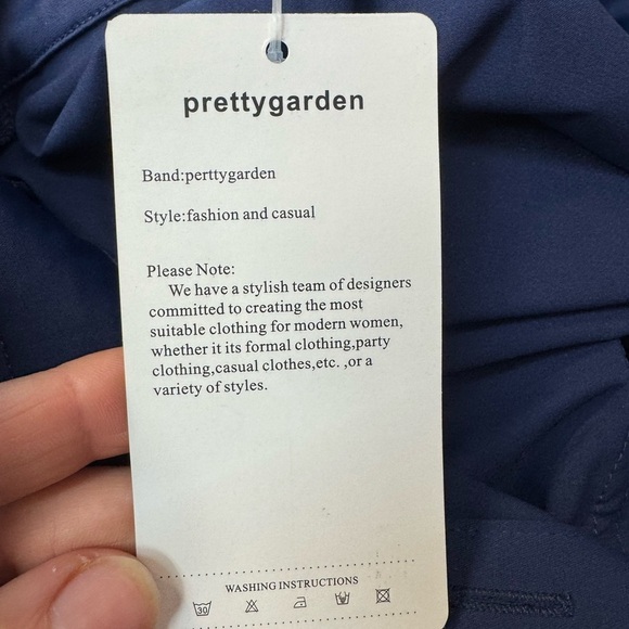 Prettygarden. Blue Midi Shirt Dress with Belt - Picture 6 of 10